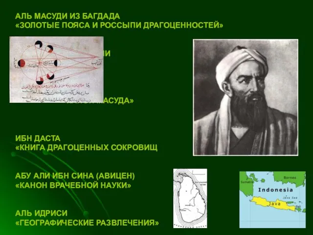 АЛЬ МАСУДИ ИЗ БАГДАДА «ЗОЛОТЫЕ ПОЯСА И РОССЫПИ ДРАГОЦЕННОСТЕЙ» БИРУНИ «КАНОН
