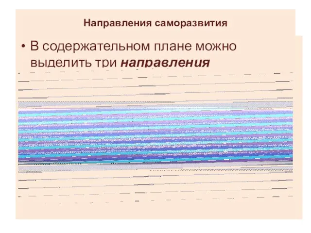 Направления саморазвития В содержательном плане можно выделить три направления саморазвития: