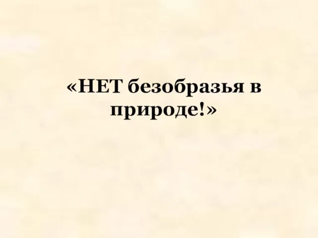 «НЕТ безобразья в природе!»