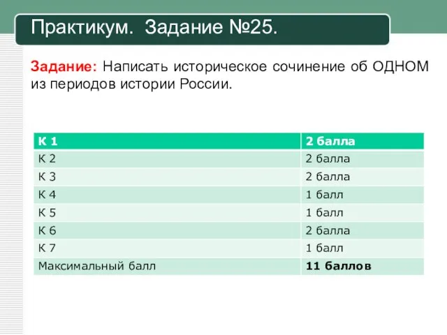 Практикум. Задание №25. Задание: Написать историческое сочинение об ОДНОМ из периодов истории России.