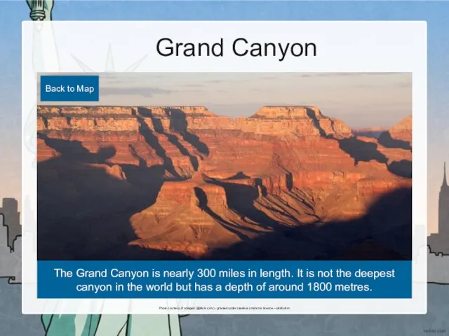 Grand Canyon The Grand Canyon is nearly 300 miles in length.