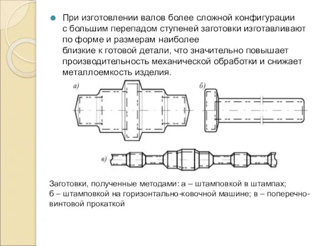 При изготовлении валов более сложной конфигурации с большим перепадом ступеней заготовки