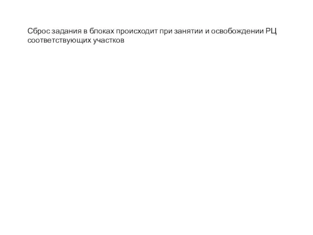 Сброс задания в блоках происходит при занятии и освобождении РЦ соответствующих участков