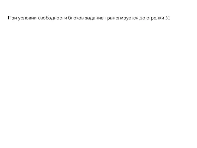 При условии свободности блоков задание транслируется до стрелки 31