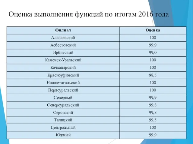 Оценка выполнения функций по итогам 2016 года