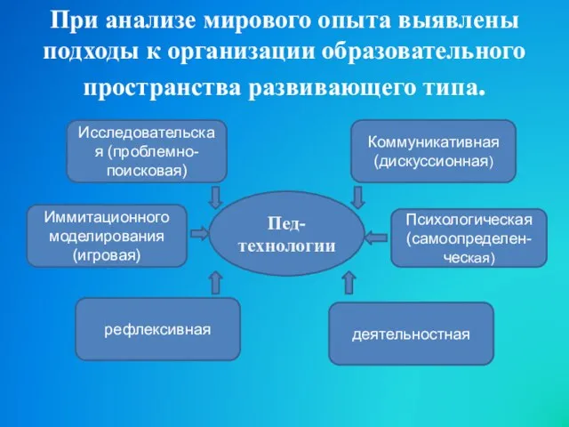 При анализе мирового опыта выявлены подходы к организации образовательного пространства развивающего