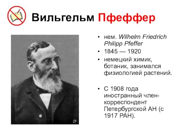 Вильгельм Пфеффер нем. Wilhelm Friedrich Philipp Pfeffer 1845 — 1920 немецкий