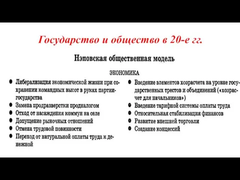 Государство и общество в 20-е гг.