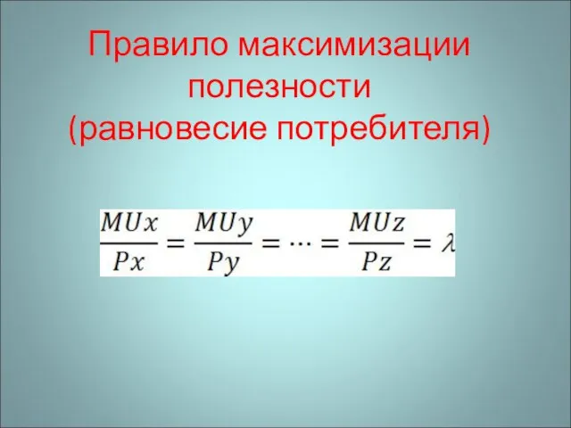 Правило максимизации полезности (равновесие потребителя)