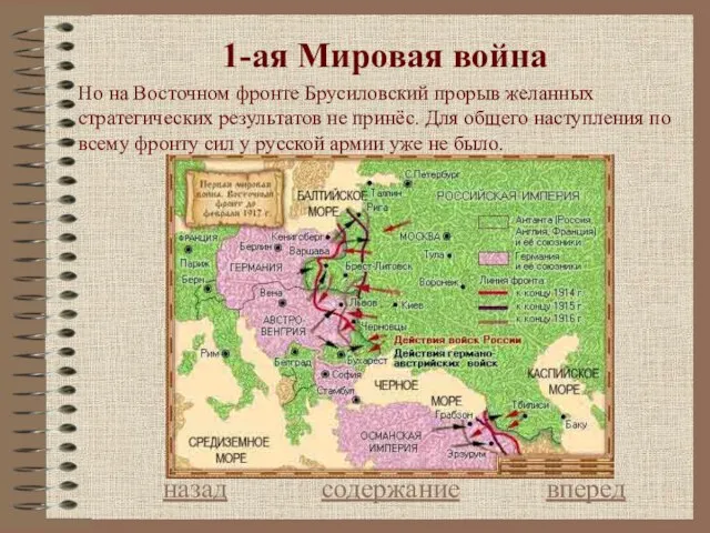 1-ая Мировая война назад содержание вперед Но на Восточном фронте Брусиловский