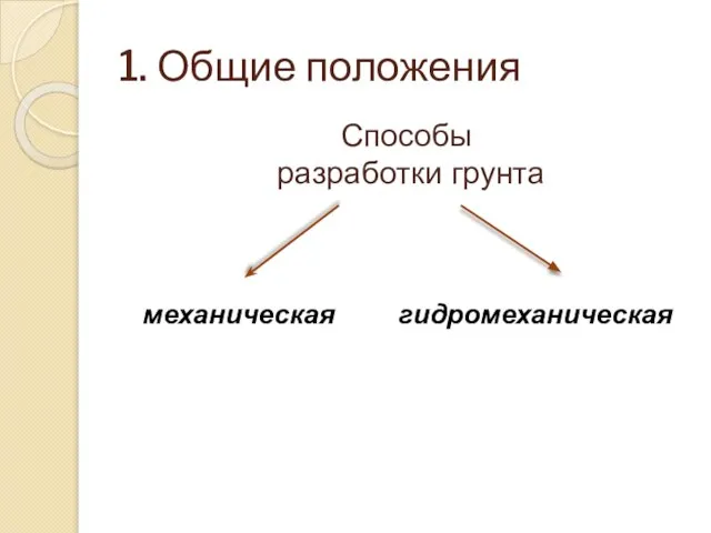 1. Общие положения Способы разработки грунта механическая гидромеханическая