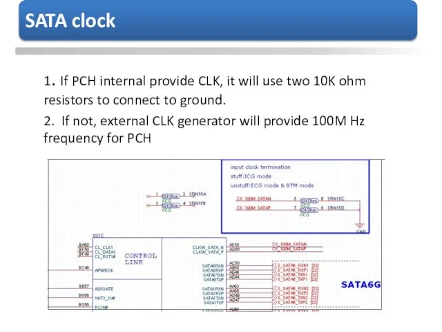 1. If PCH internal provide CLK, it will use two 10K