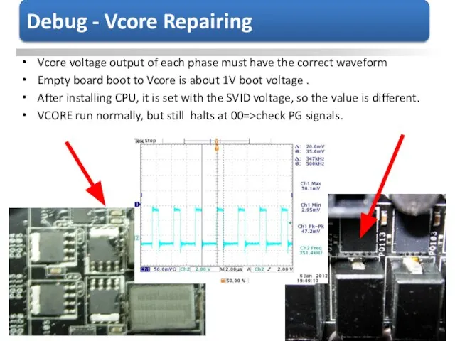 Vcore voltage output of each phase must have the correct waveform