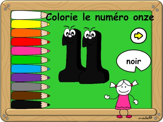 Colorie le numéro onze noir