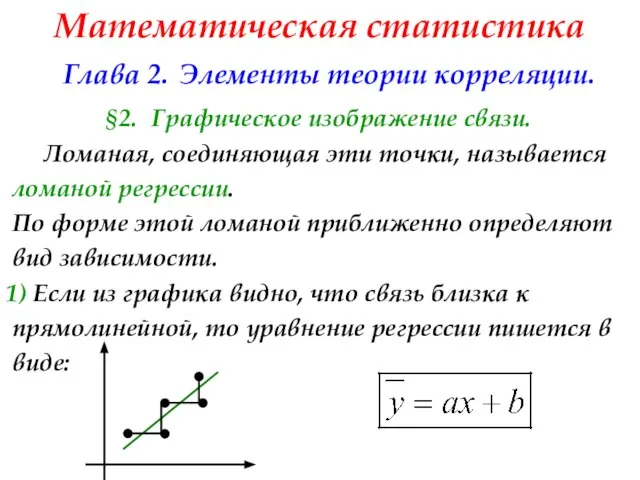 Математическая статистика Глава 2. Элементы теории корреляции. §2. Графическое изображение связи.