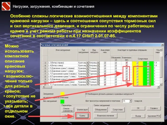 Нагрузки, загружения, комбинации и сочетания Особенно сложны логические взаимоотношения между компонентами