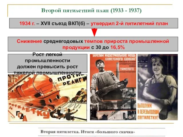 Второй пятилетний план (1933 - 1937) 1934 г. – XVII съезд