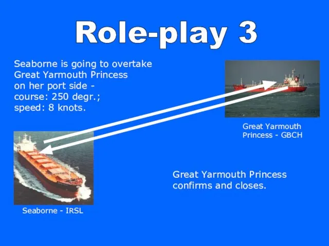 Role-play 3 Seaborne is going to overtake Great Yarmouth Princess on