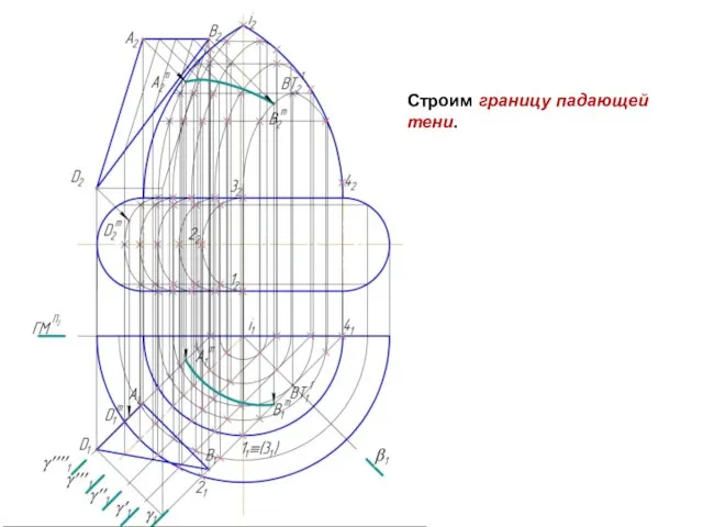 Строим границу падающей тени.