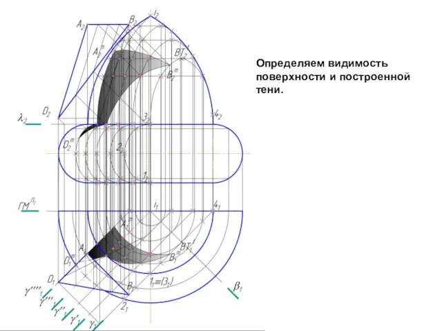 Определяем видимость поверхности и построенной тени.