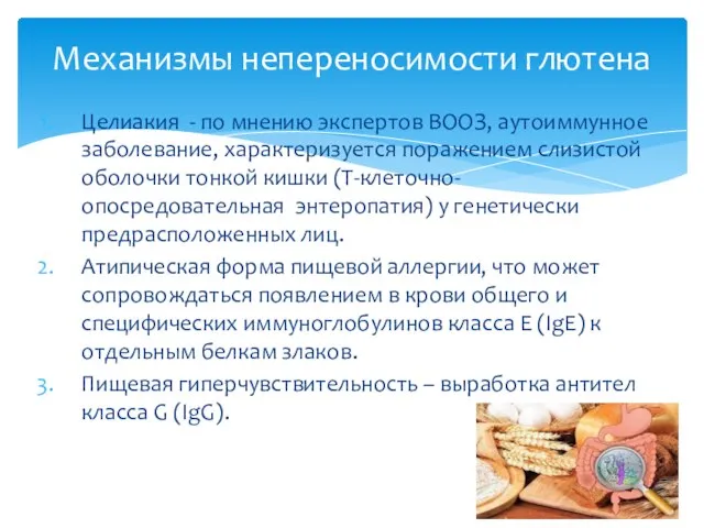 Целиакия - по мнению экспертов ВООЗ, аутоиммунное заболевание, характеризуется поражением слизистой