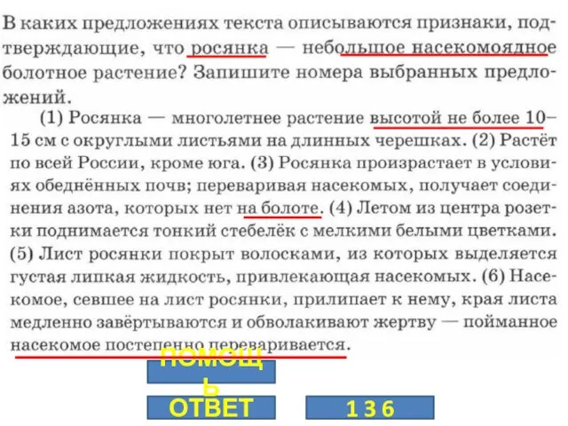 ОТВЕТ 1 3 6 ПОМОЩЬ