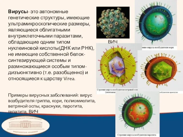 Вирусы- это автономные генетические структуры, имеющие ультрамикроскопические размеры, являющиеся облигатными внутриклеточными