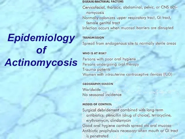 Epidemiology of Actinomycosis