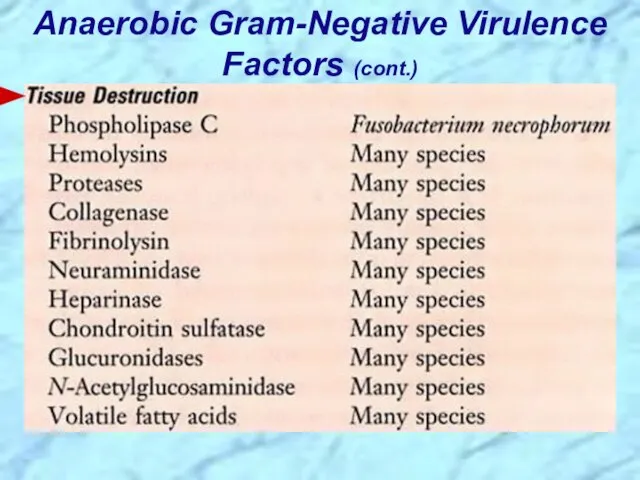 Anaerobic Gram-Negative Virulence Factors (cont.)