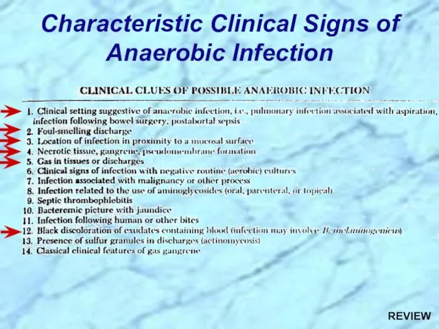 Characteristic Clinical Signs of Anaerobic Infection REVIEW