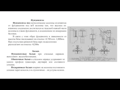 Фундаменты Фундаменты под металлические колонны отличаются от фундаментов под ж/б колонны