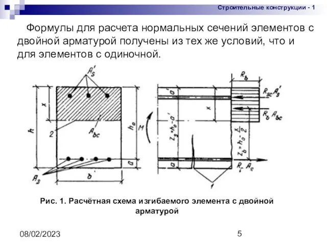 08/02/2023 Формулы для расчета нормальных сечений элементов с двойной арматурой получены