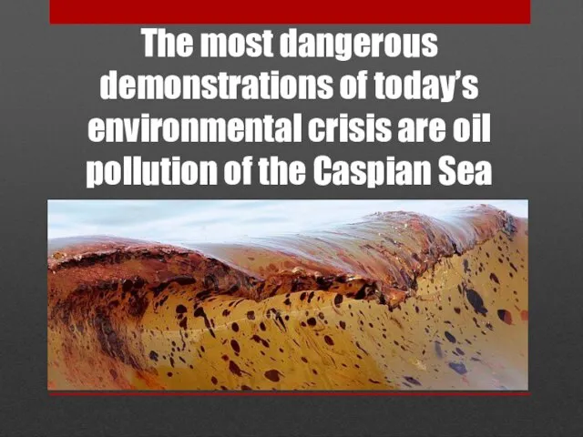 The most dangerous demonstrations of today’s environmental crisis are oil pollution of the Caspian Sea