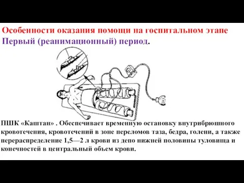 Особенности оказания помощи на госпитальном этапе Первый (реанимационный) период. ПШК «Каштан»