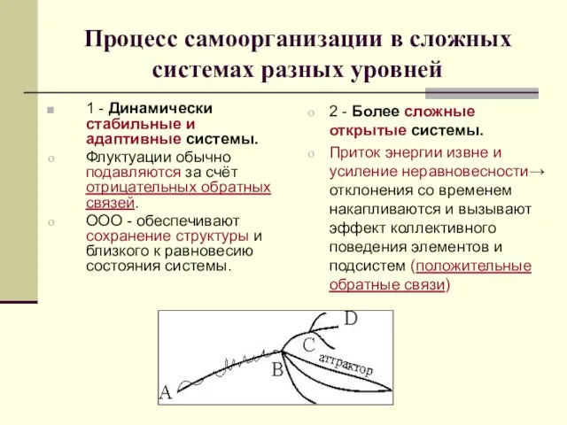 Процесс самоорганизации в сложных системах разных уровней 1 - Динамически стабильные