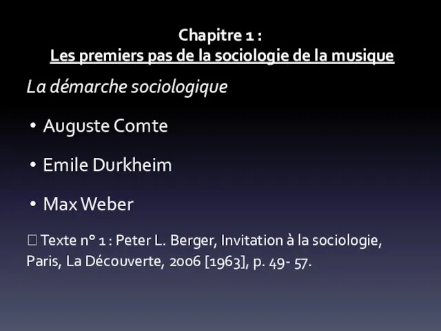 Chapitre 1 : Les premiers pas de la sociologie de la