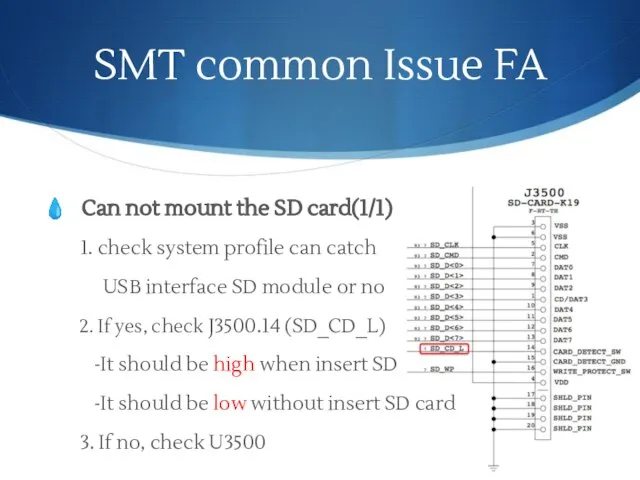 SMT common Issue FA Can not mount the SD card(1/1) 1.