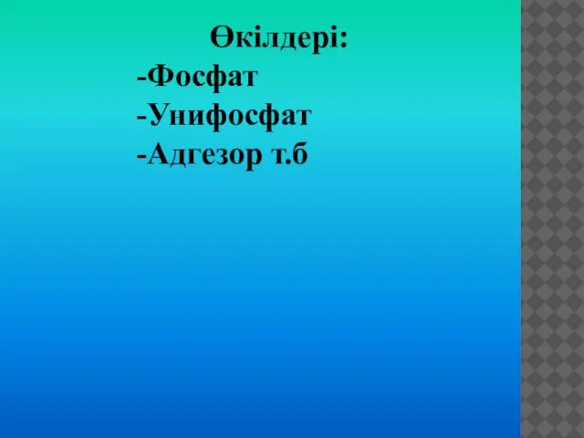 Өкілдері: -Фосфат -Унифосфат -Адгезор т.б