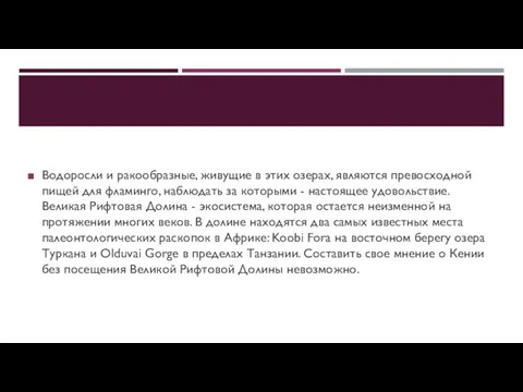 Водоросли и ракообразные, живущие в этих озерах, являются превосходной пищей для