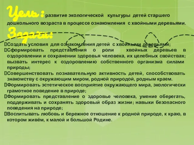 Цель : развитие экологической культуры детей старшего дошкольного возраста в процессе