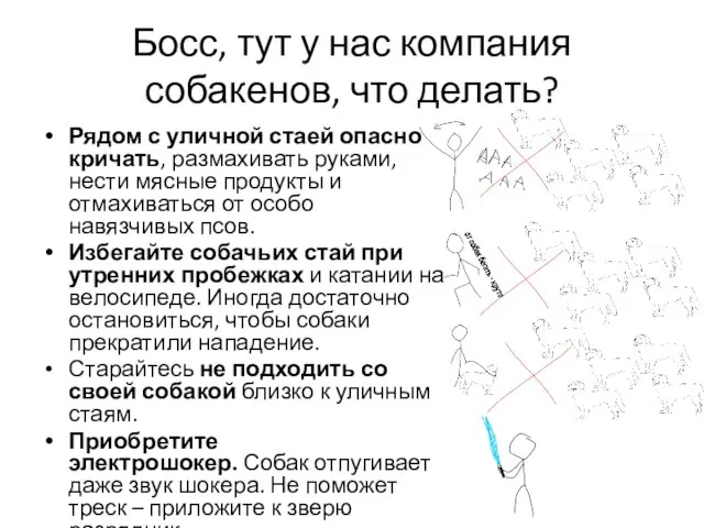 Босс, тут у нас компания собакенов, что делать? Рядом с уличной