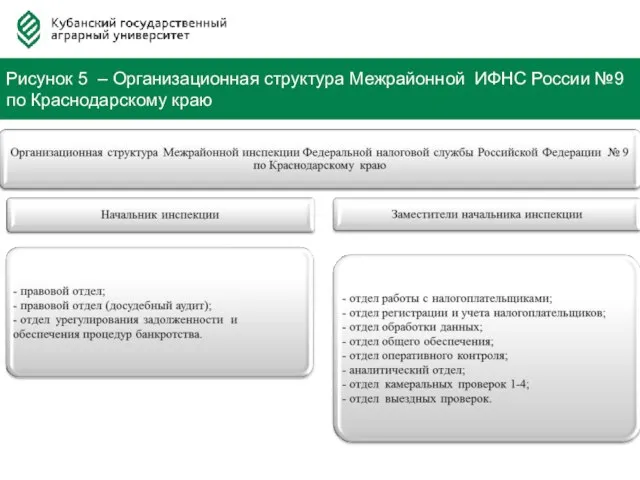 Федерация Автовладельцев России Рисунок 5 – Организационная структура Межрайонной ИФНС России №9 по Краснодарскому краю