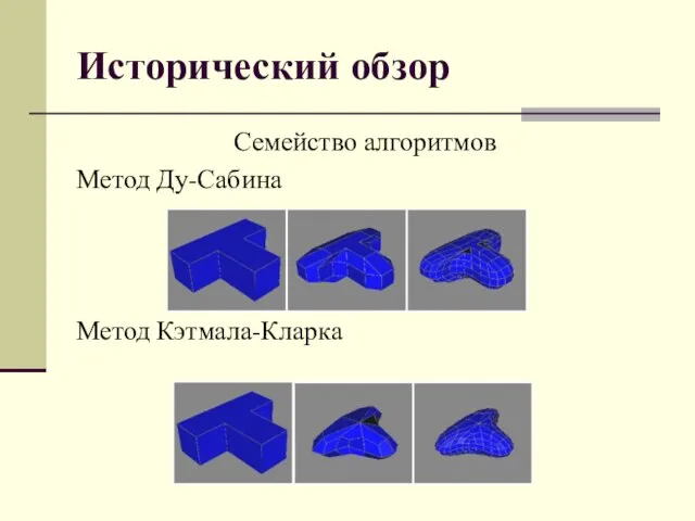 Исторический обзор Семейство алгоритмов Метод Ду-Сабина Метод Кэтмала-Кларка