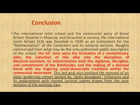 The international lenin school and the communist party of Great Britain