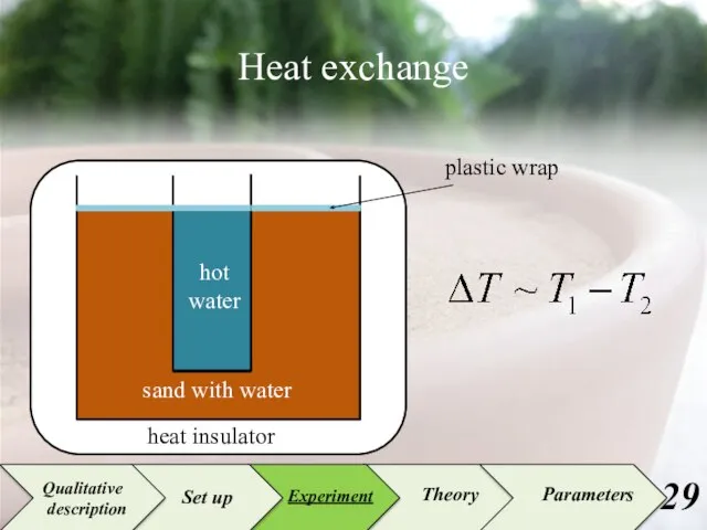 sand with water hot water plastic wrap heat insulator Heat exchange