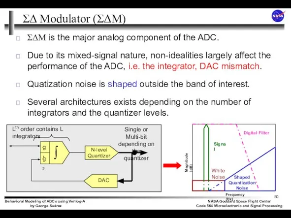 ΣΔM is the major analog component of the ADC. Due to