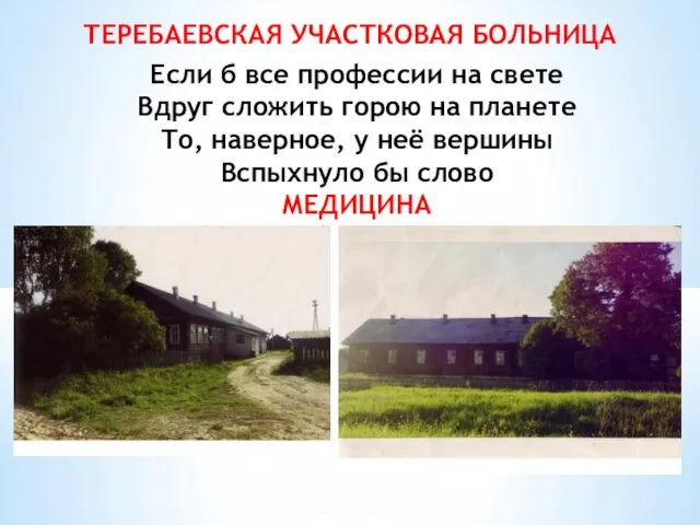 ТЕРЕБАЕВСКАЯ УЧАСТКОВАЯ БОЛЬНИЦА Если б все профессии на свете Вдруг сложить