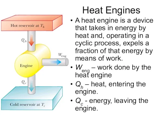 Heat Engines A heat engine is a device that takes in