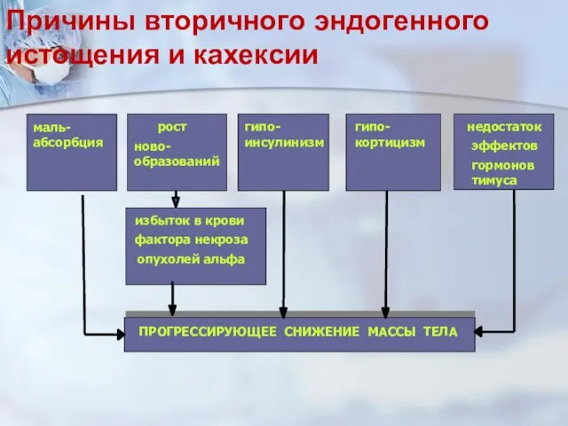 Причины вторичного эндогенного истощения и кахексии