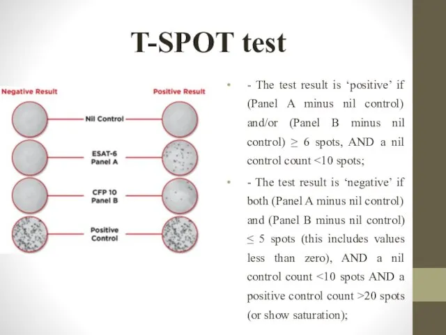 T-SPOT test - The test result is ‘positive’ if (Panel A